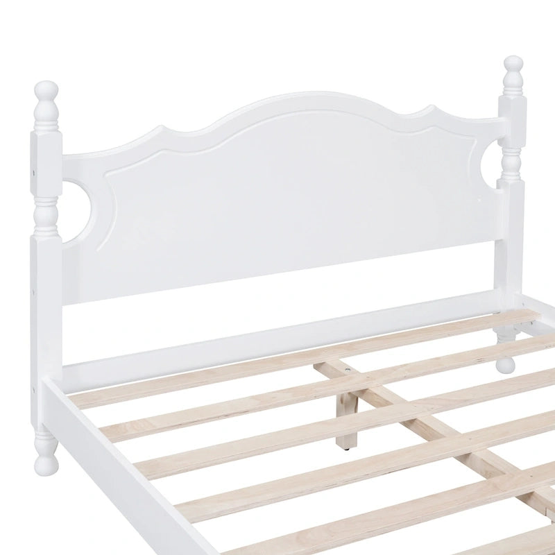 Cadre de lit plateforme rétro en bois noir/blanc – Grand lit 1 personne