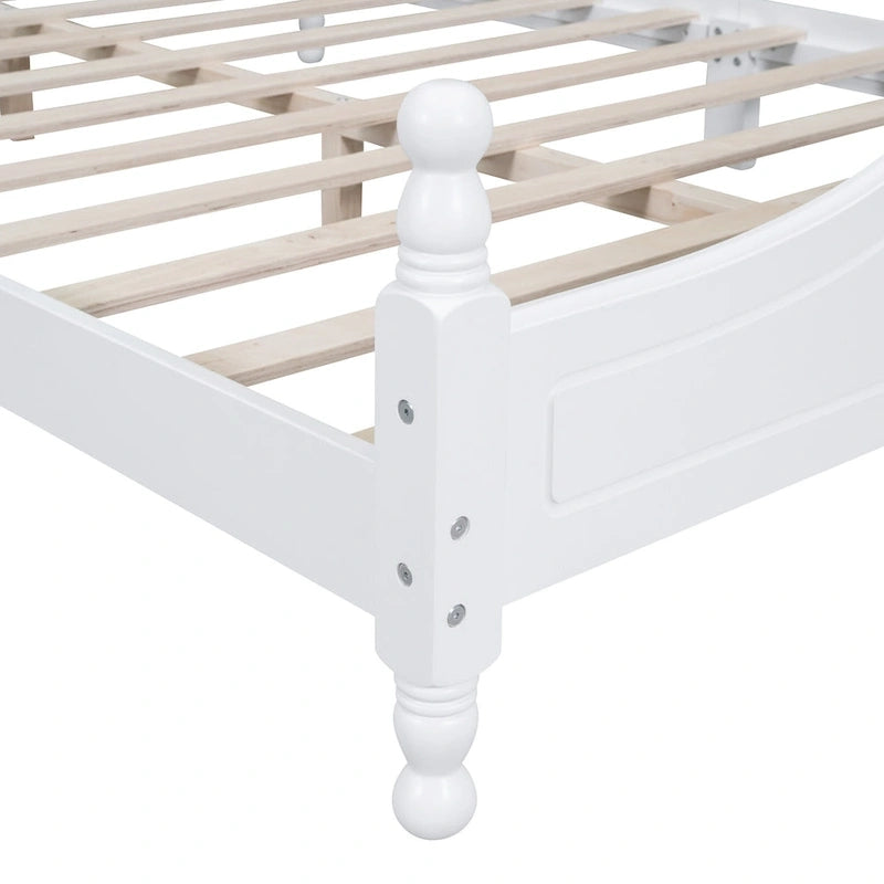 Cadre de lit plateforme rétro en bois noir/blanc – Grand lit 1 personne