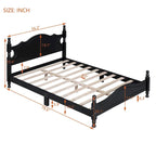 Cadre de lit plateforme rétro en bois noir/blanc – Grand lit 1 personne