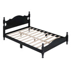 Cadre de lit plateforme rétro en bois noir/blanc – Grand lit 1 personne