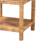 Table de chevet 1 tiroir en rotin naturel et bois, 1 personne