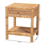 Table de chevet 1 tiroir en rotin naturel et bois, 1 personne