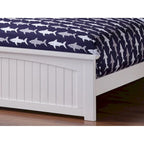 Lit plate-forme double blanc avec pied de lit assorti | Bois massif | 1 personne