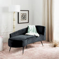 Banquette 2 places rétro chic en velours noir et doré