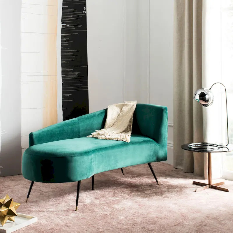 Banquette 2 places rétro chic en velours noir et doré