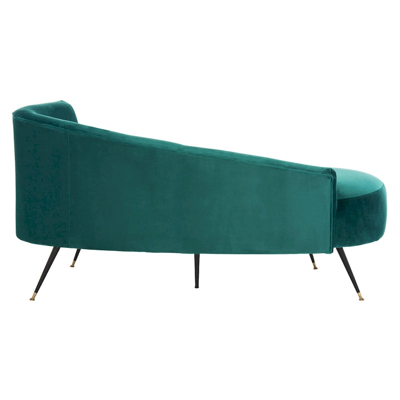 Banquette 2 places rétro chic en velours noir et doré