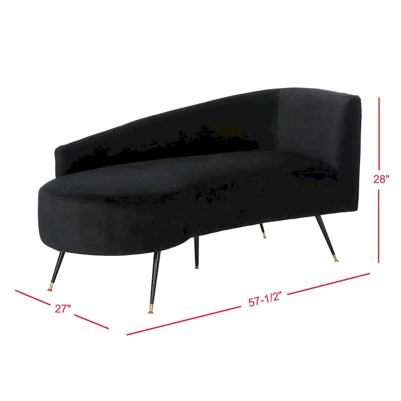Banquette 2 places rétro chic en velours noir et doré
