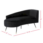 Banquette 2 places rétro chic en velours noir et doré