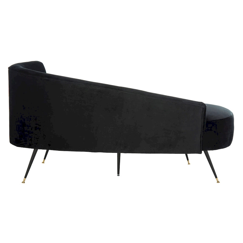 Banquette 2 places rétro chic en velours noir et doré