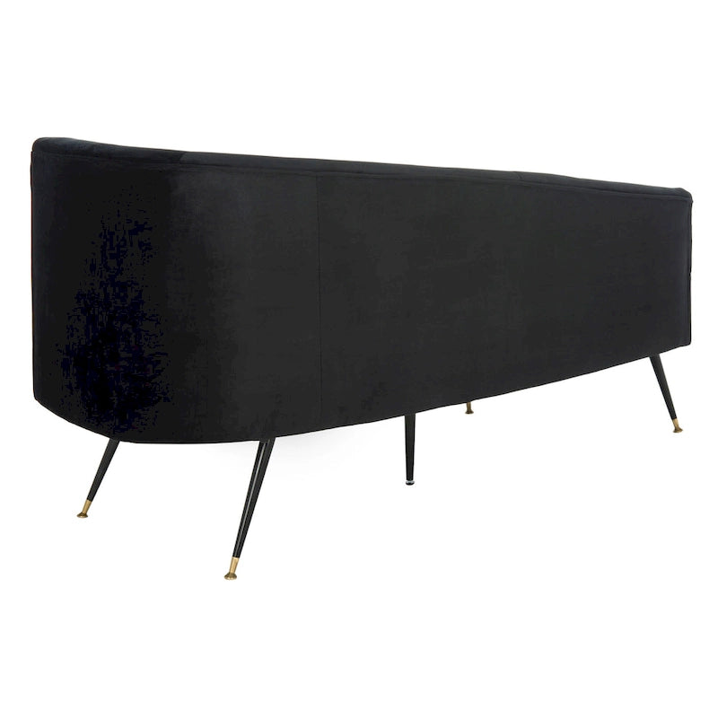 Banquette 2 places rétro chic en velours noir et doré