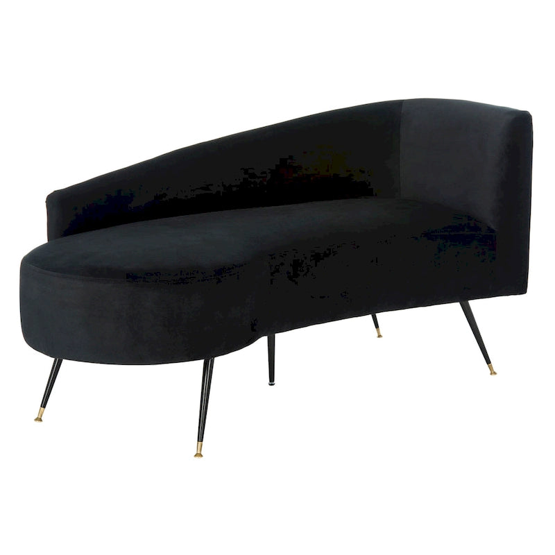 Banquette 2 places rétro chic en velours noir et doré