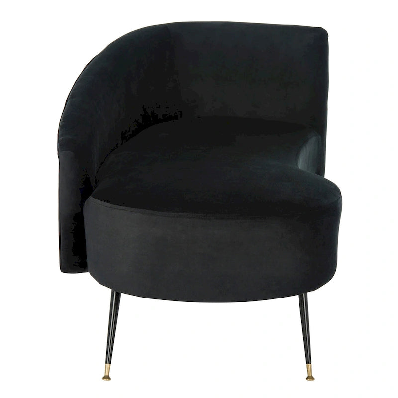 Banquette 2 places rétro chic en velours noir et doré