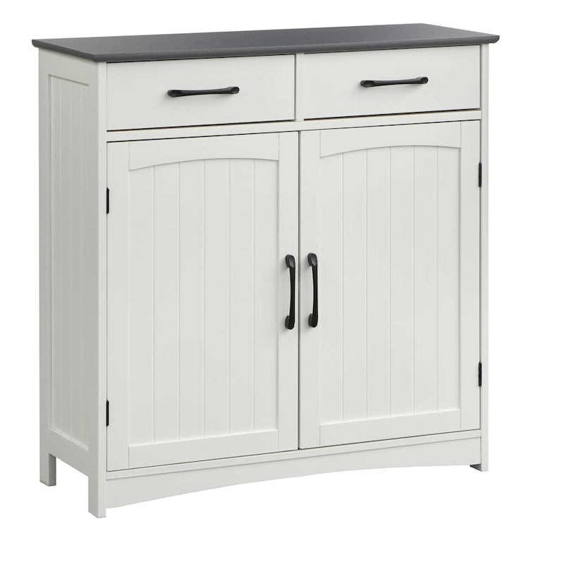 Meuble de sol à double porte blanc et gris anthracite, utilisation par 1 personne