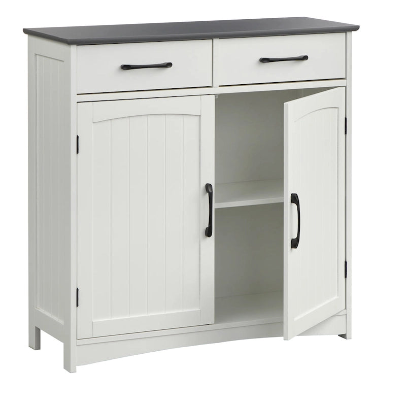 Meuble de sol à double porte blanc et gris anthracite, utilisation par 1 personne