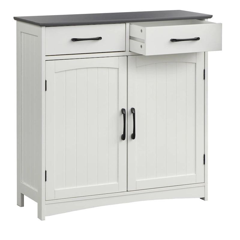 Meuble de sol à double porte blanc et gris anthracite, utilisation par 1 personne