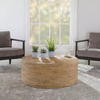 Table basse ronde en fibres naturelles, 1 pièce