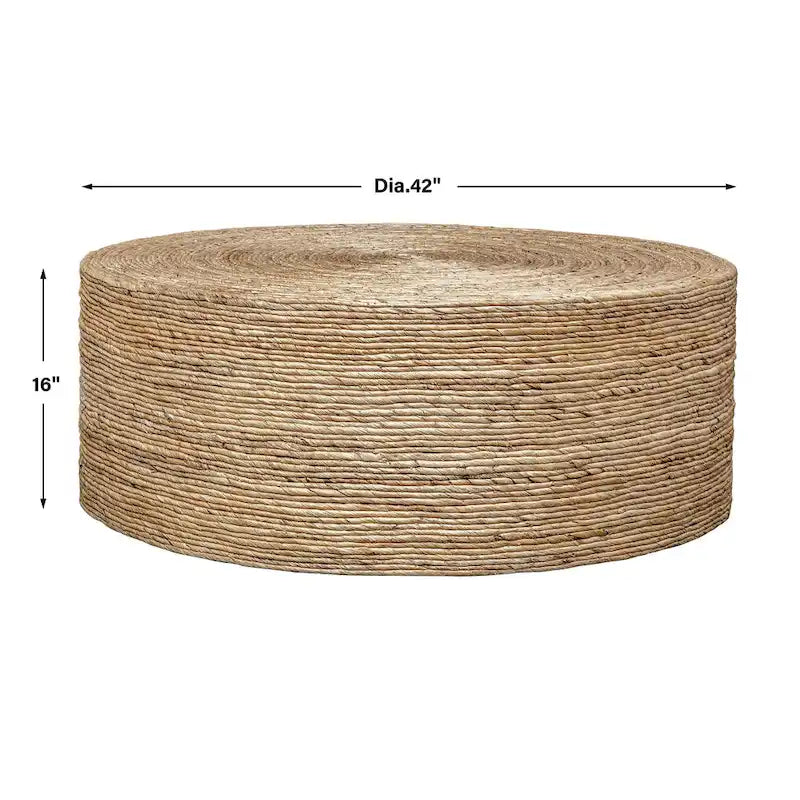 Table basse ronde en fibres naturelles, 1 pièce
