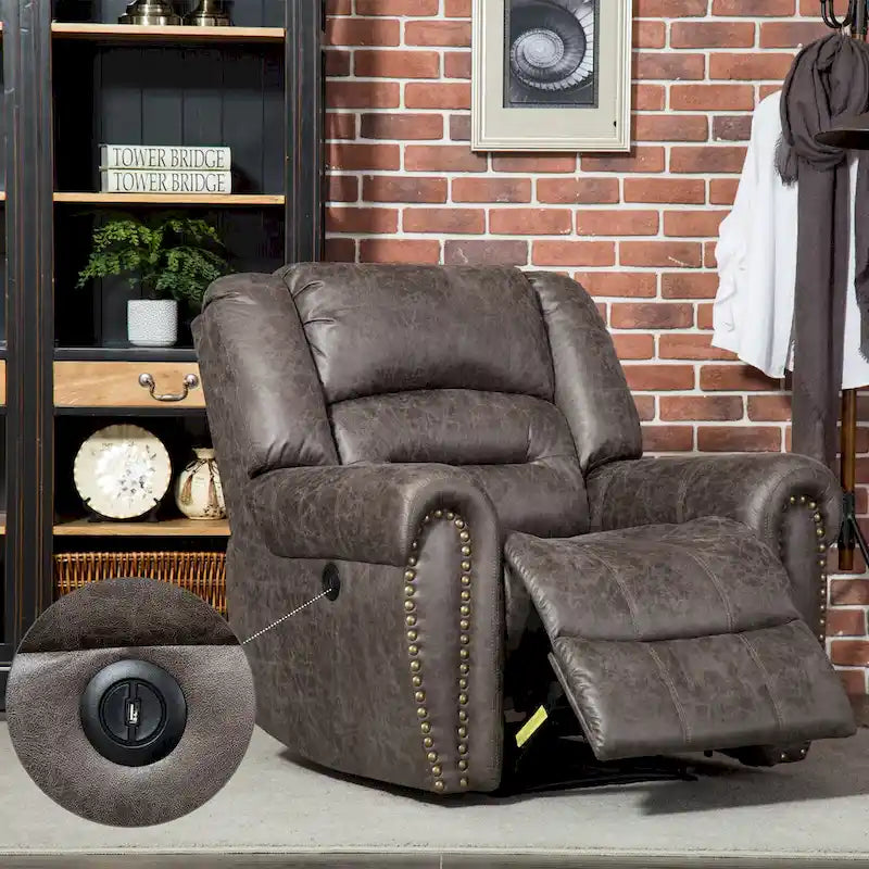Fauteuil inclinable manuel rembourré – Café / Rouge / Chocolat / Fumé / Brun rouge / Brun noisette – Individuel