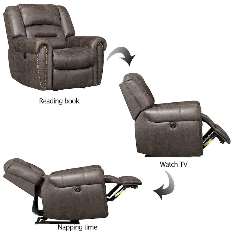Fauteuil inclinable manuel rembourré – Café / Rouge / Chocolat / Fumé / Brun rouge / Brun noisette – Individuel