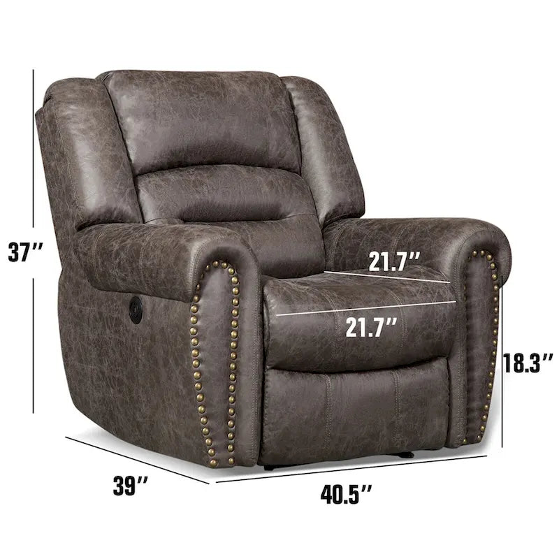 Fauteuil inclinable manuel rembourré – Café / Rouge / Chocolat / Fumé / Brun rouge / Brun noisette – Individuel