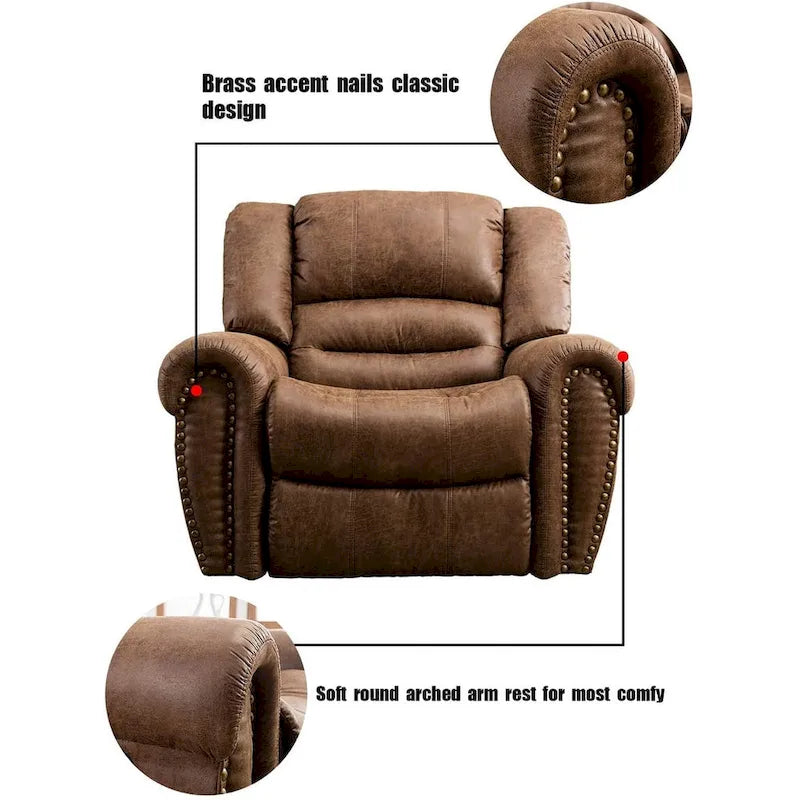 Fauteuil inclinable manuel rembourré – Café / Rouge / Chocolat / Fumé / Brun rouge / Brun noisette – Individuel