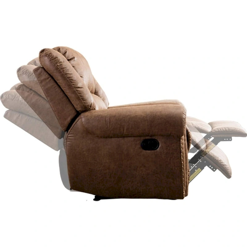 Fauteuil inclinable manuel rembourré – Café / Rouge / Chocolat / Fumé / Brun rouge / Brun noisette – Individuel