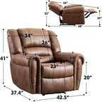 Fauteuil inclinable manuel rembourré – Café / Rouge / Chocolat / Fumé / Brun rouge / Brun noisette – Individuel