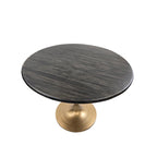 Table de salle à manger ronde pour 4 personnes, Orme noir/or antique – Dessus en bois de manguier