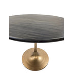 Table de salle à manger ronde pour 4 personnes, Orme noir/or antique – Dessus en bois de manguier