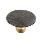Table de salle à manger ronde pour 4 personnes, Orme noir/or antique – Dessus en bois de manguier