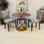 Table de salle à manger ronde pour 4 personnes, Orme noir/or antique – Dessus en bois de manguier