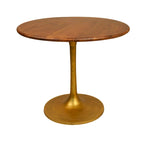 Table de salle à manger ronde pour 4 personnes, Orme noir/or antique – Dessus en bois de manguier