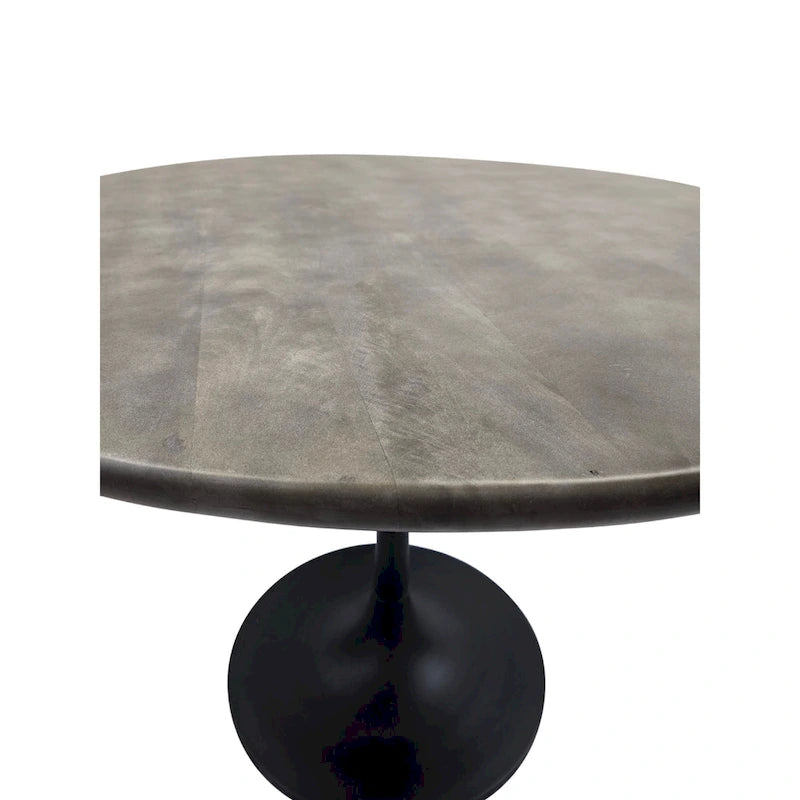 Table de salle à manger ronde pour 4 personnes, Orme noir/or antique – Dessus en bois de manguier