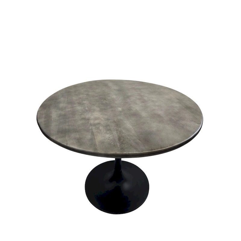 Table de salle à manger ronde pour 4 personnes, Orme noir/or antique – Dessus en bois de manguier