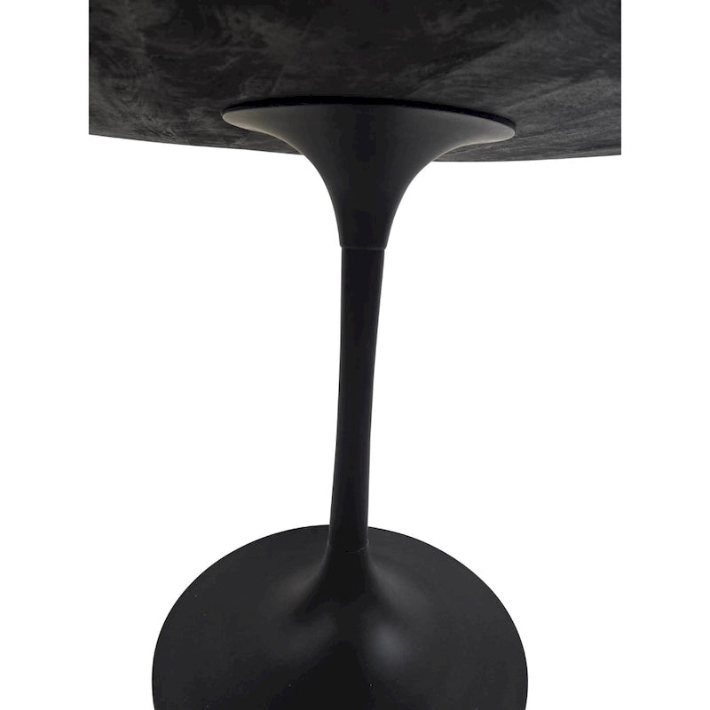 Table de salle à manger ronde pour 4 personnes, Orme noir/or antique – Dessus en bois de manguier