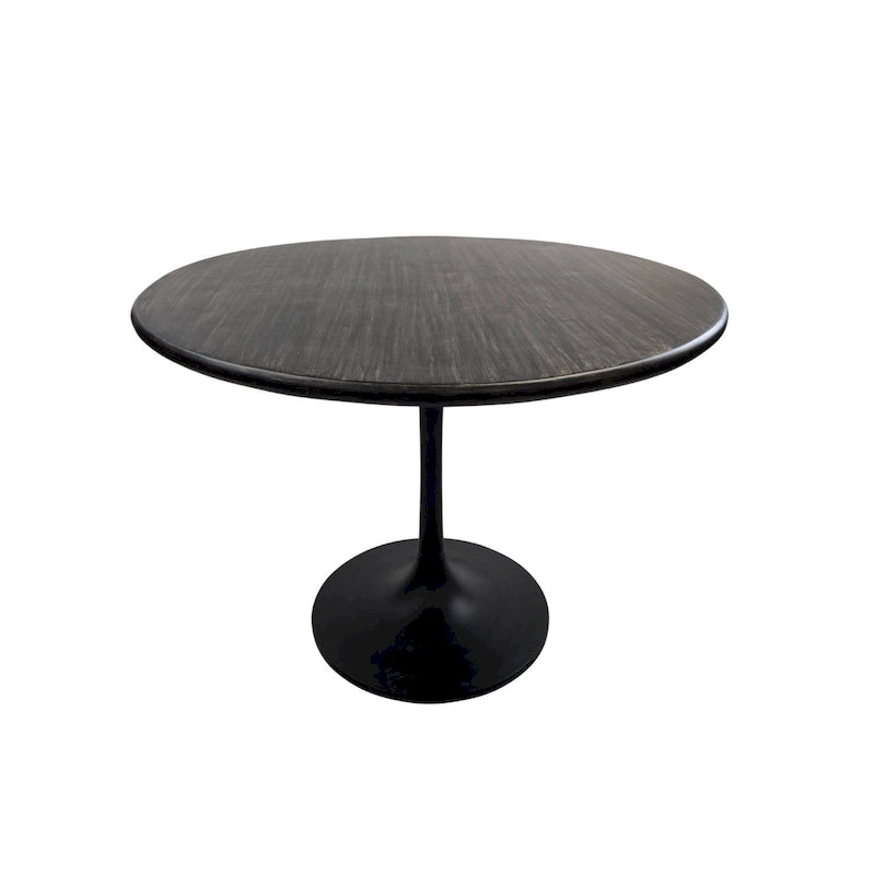 Table de salle à manger ronde pour 4 personnes, Orme noir/or antique – Dessus en bois de manguier