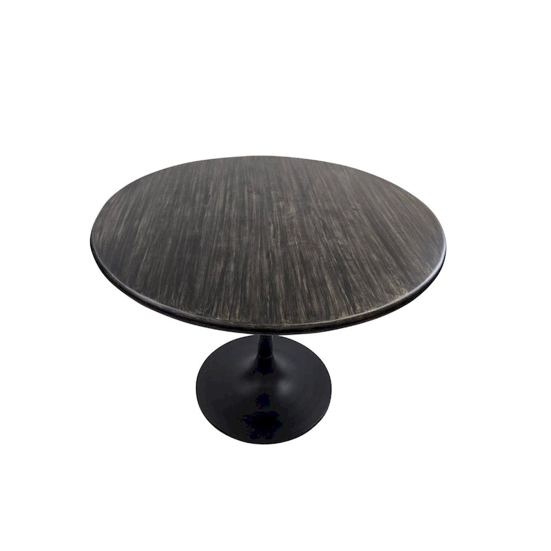 Table de salle à manger ronde pour 4 personnes, Orme noir/or antique – Dessus en bois de manguier