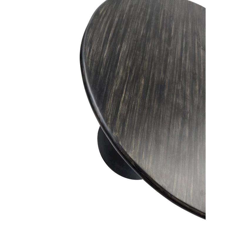 Table de salle à manger ronde pour 4 personnes, Orme noir/or antique – Dessus en bois de manguier