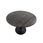 Table de salle à manger ronde pour 4 personnes, Orme noir/or antique – Dessus en bois de manguier