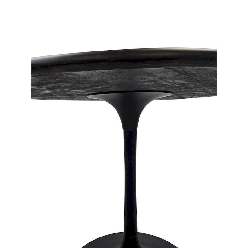 Table de salle à manger ronde pour 4 personnes, Orme noir/or antique – Dessus en bois de manguier