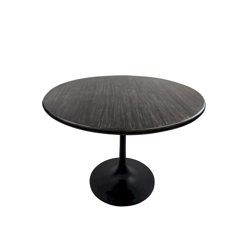 Table de salle à manger ronde pour 4 personnes, Orme noir/or antique – Dessus en bois de manguier