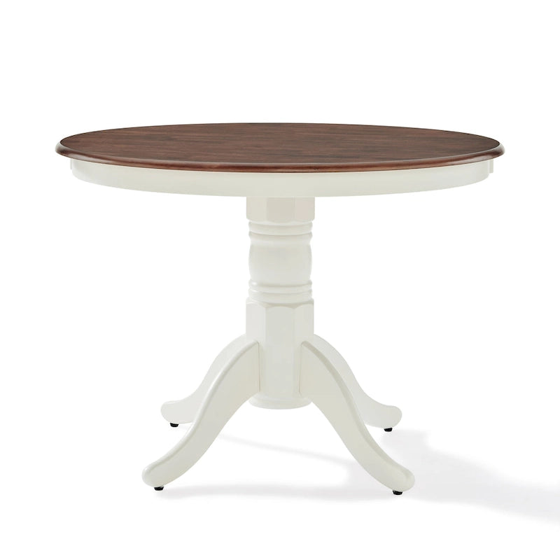 Table à manger ronde blanche, pied central, 4 places