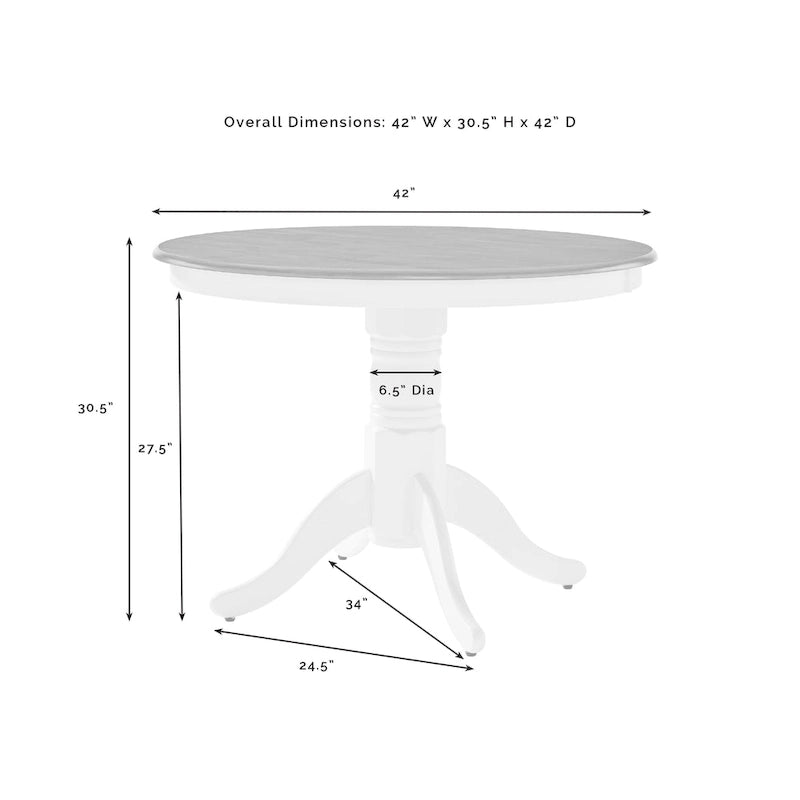 Table à manger ronde blanche, pied central, 4 places