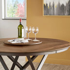 Table à manger ronde en noyer expresso avec plateau tournant – Jusqu'à 6 personnes