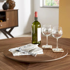 Table à manger ronde en noyer expresso avec plateau tournant – Jusqu'à 6 personnes
