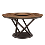 Table à manger ronde en noyer expresso avec plateau tournant – Jusqu'à 6 personnes