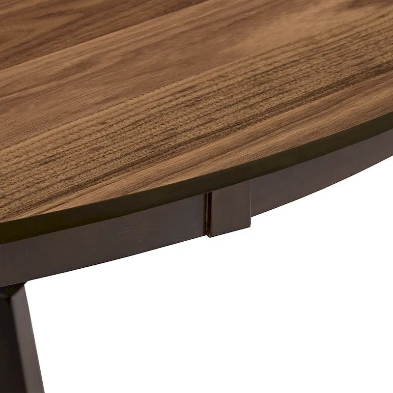 Table à manger ronde en noyer expresso avec plateau tournant – Jusqu'à 6 personnes