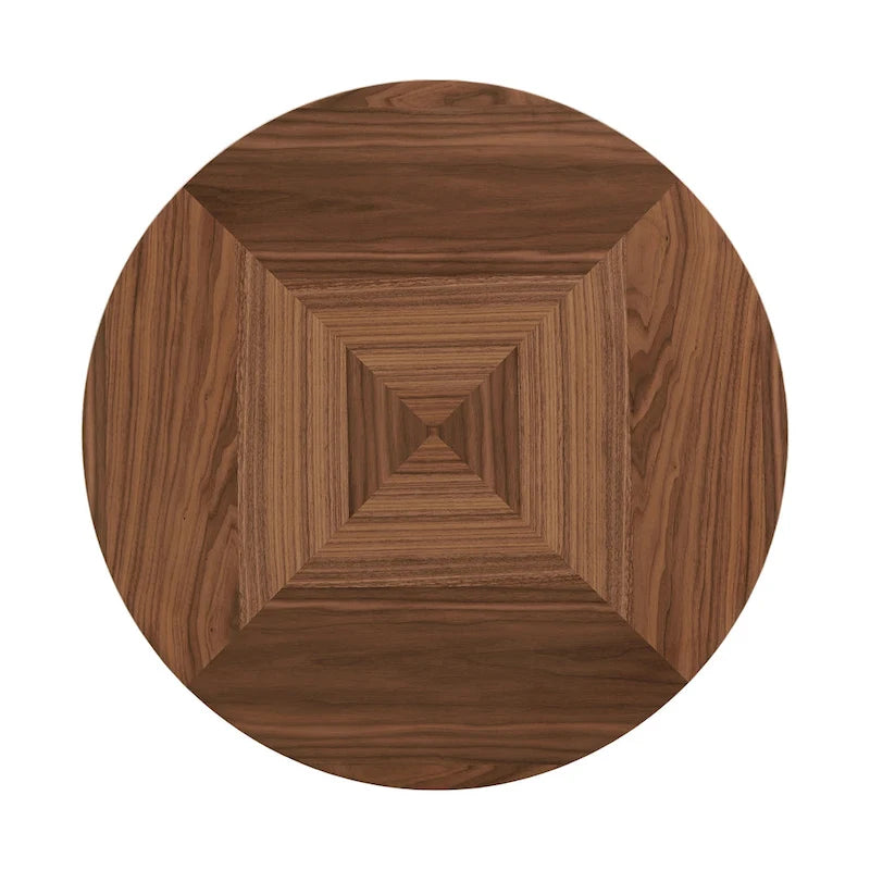 Table à manger ronde en noyer expresso avec plateau tournant – Jusqu'à 6 personnes