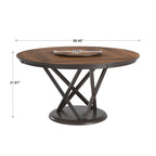 Table à manger ronde en noyer expresso avec plateau tournant – Jusqu'à 6 personnes