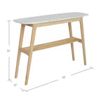 Console en marbre blanc et gris, pieds en chêne/noyer, style Mid-Century